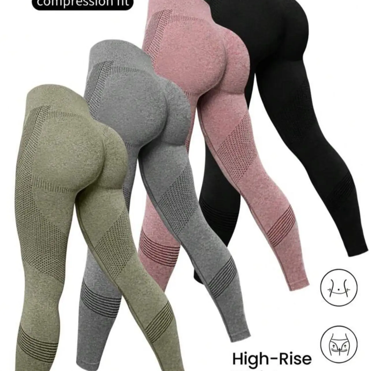 4pcs Seamless Wide Waistband Sports Leggings