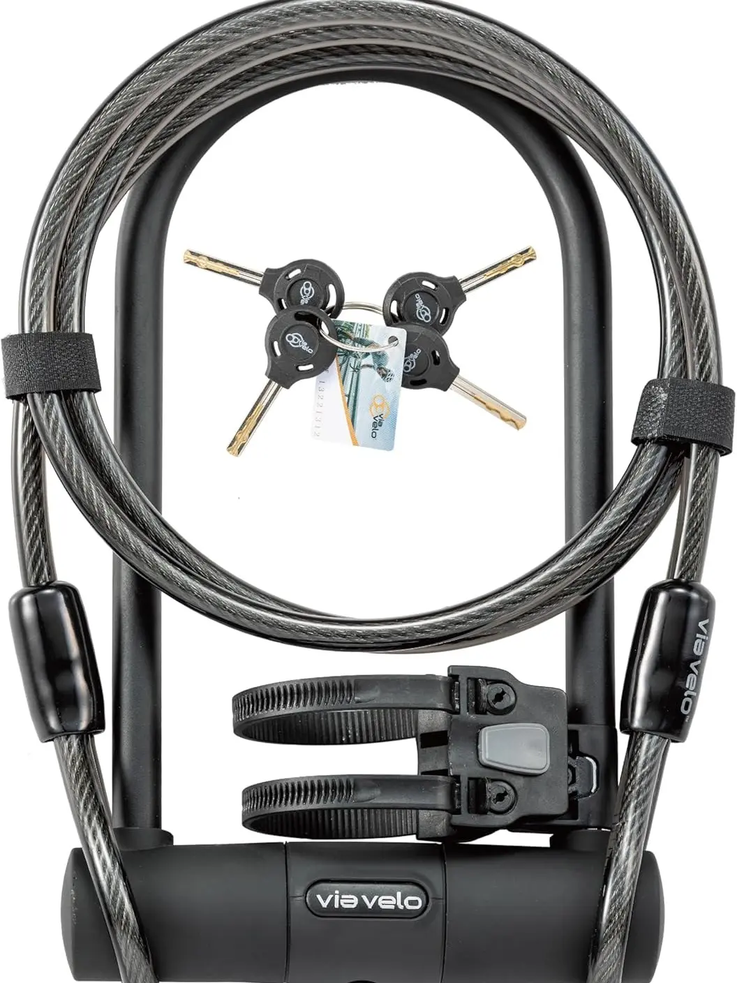 Via Velo Bike U Lock with Cable | Classic U Lock Heavy Duty Anti-Theft 15mm Shackle Innerside 9.25 x 4.5 in Sold Secure Silver Approval with 6Ft Cable Security Lock for Bike Electric Bike Scooter