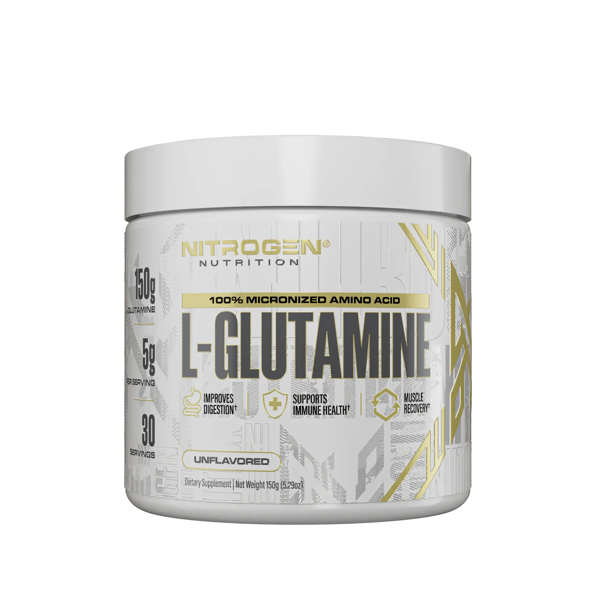Nitrogen L-Glutamine | 100% Pure Micronized L-Glutamine Powder for Men & Women | Supports Muscle Recovery, Lean Muscle Preservation, Gut Health, Digestive Wellness, Exercise Recovery & Post-Workout Performance | Unflavored Daily Amino Acid Supplement