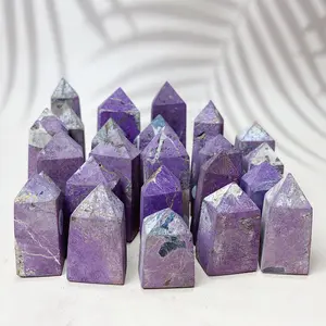 Purpurite Points Purple Light Crystal Quartz Tower Reiki Energy Home Decor Artware