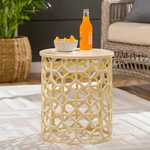 Hale Lattice Side Table in Light Yellow