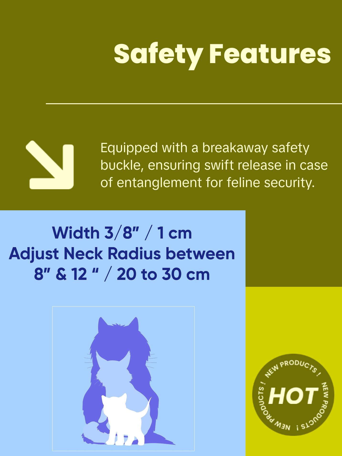 Reflective Cat Collar with Safety Buckle and Removable Bell Cat Collar Kitten Collar Green Cat Collar