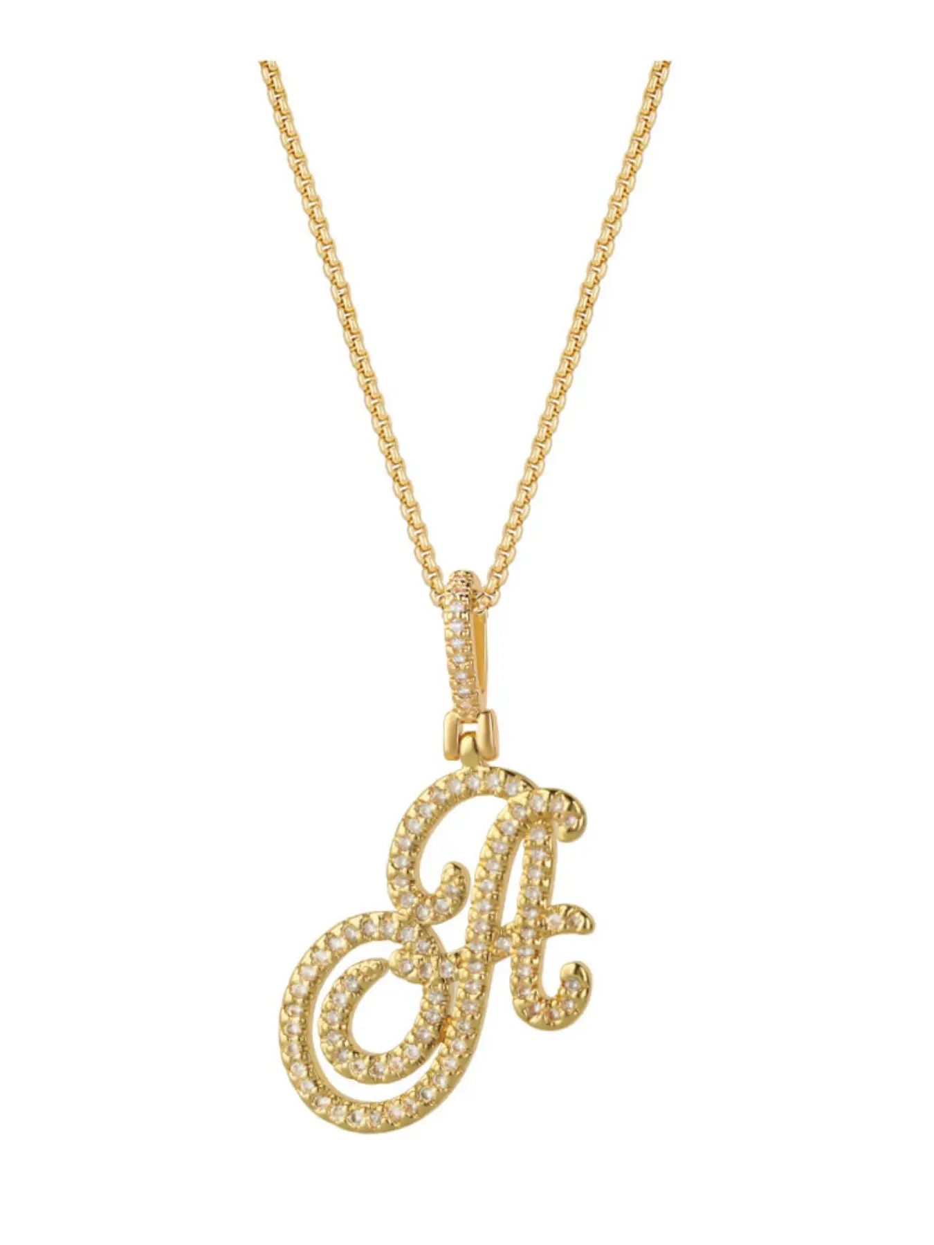 2026 New Year Gift, Cursive A-Z Initial Letter Gift, Cubic Zirconia Stone 16in+2in Extender Chain Birthday Anniversary Gifts, Gifts for Girlfriend, Wife, Letters Necklace, Alphabet Letter Necklace