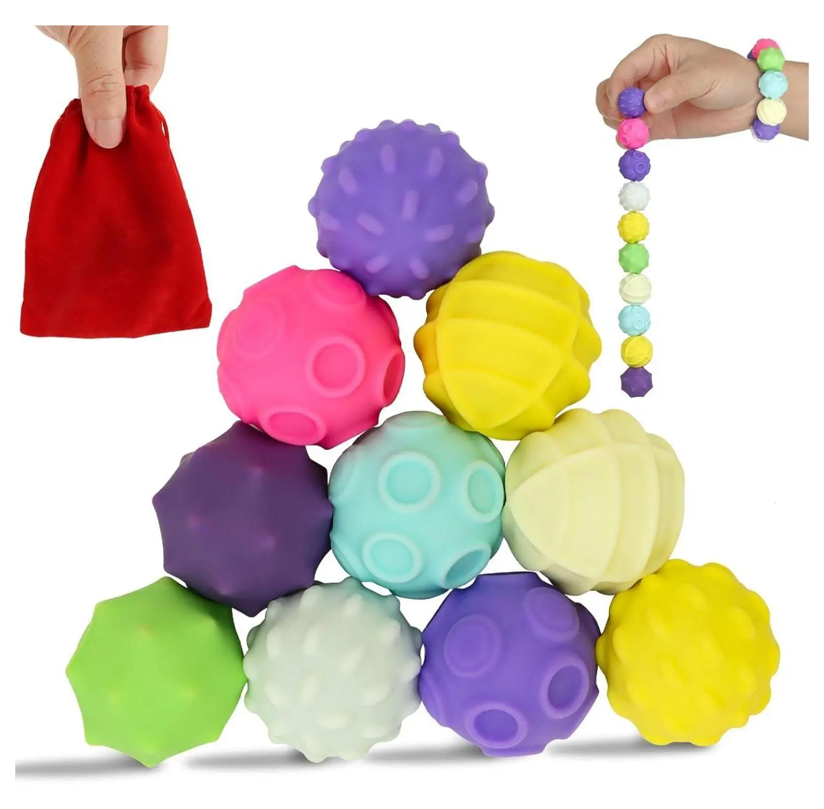 Sensory Desk Balls 10Pcs - 24mm Diameter Rainbow Texture Magnetic Fidget Toys, Safe for Sensory Processing, Stress Relief, Educational Science Kit, Engaging Party Favors for Students (Pet Supplies), Fidget Sensory Product, Hand Fidget