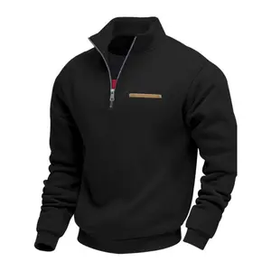 Men's Half - Zip Pullover with Contrast Zipper & Pocket - Stand - Up Collar, Ribbed Trim, Athletic Fit. Casual Streetwear Sweatshirt Designed for All Day Wear in Casual & Light Outdoor Settings, Suitable for Urban Commutes, Weekend Walks & Adventures.