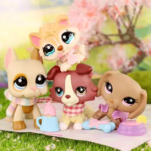 4 Pcs Rare Mini Pet Shop Animal Figurine-Rare Collectible Great Dane#1647 Collie #1262 Puppy Husky #1013 Dashchund #932 Figurine with Unique Blue & Brown Eyes |Charming Little Pet Accessory, Perfect Gift for Dog and Cat Lovers, Room Decor