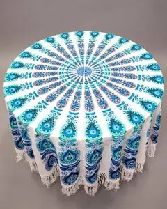 Boho Mandala Round Circle Tapestry - Smooth Geometric Home Decor Room Tablecloth, Wall Cover, Beach Blanket