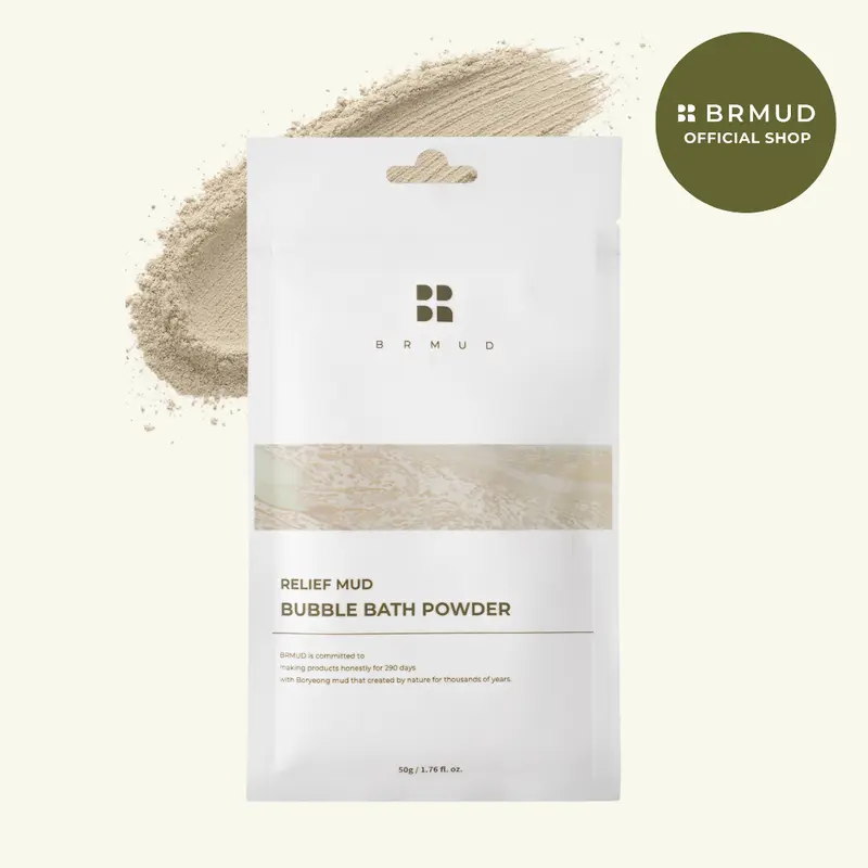 [Official Shop] BRMUD Relief Mud Bubble Bath Powder 50G - Warm Mud Spa Powder with Bubbles, Sea Silt & Botanicals for Relaxing, Hydrating Bath Experience, Cleansing, Body Wash, Body Care, Foaming, Smooth, Sensitive Skin, Scent, Spa Ritual, Gentle, Botanic