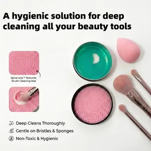 100g Deep Cleaning Brush Soap with Silicone Pad, Removes Dirt & Makeup Build-Up, Easy-to-Use Beauty Tool Cleaner