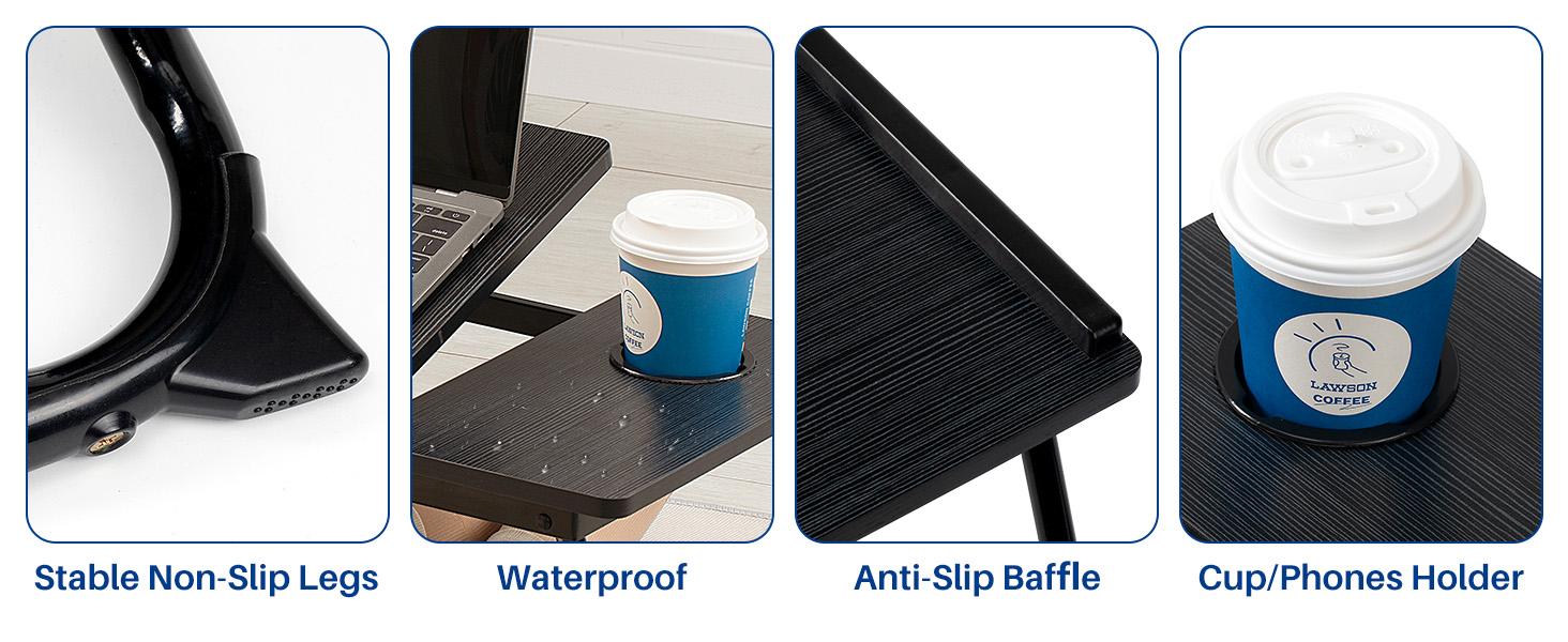 Adjustable Foldable Laptop Table with Cup Holder, Portable TV Tray Desk for Bed Couch Sofa, Height Adjustable Study Reading Table for Home Office
