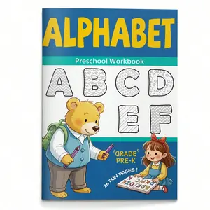 Alphabet Exercise Book - Red stroke and writing exercises for uppercase and lowercase letters with repeated lines, a guide to letter formation and simple word exercises, clear layout suitable for daily use