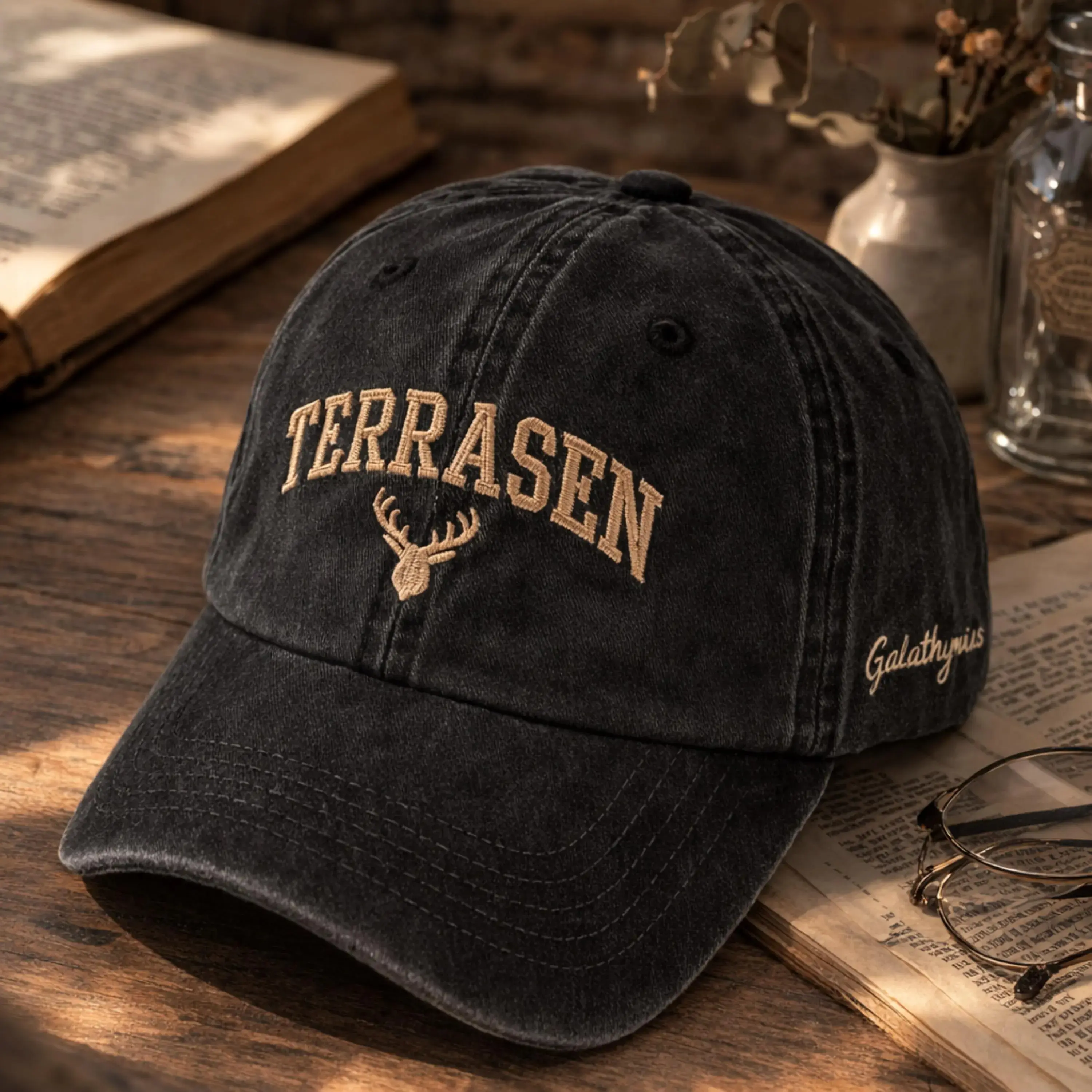 Terrasen Embroidered Washed Cotton Cap, Throne of Glass ACOTAR Merch