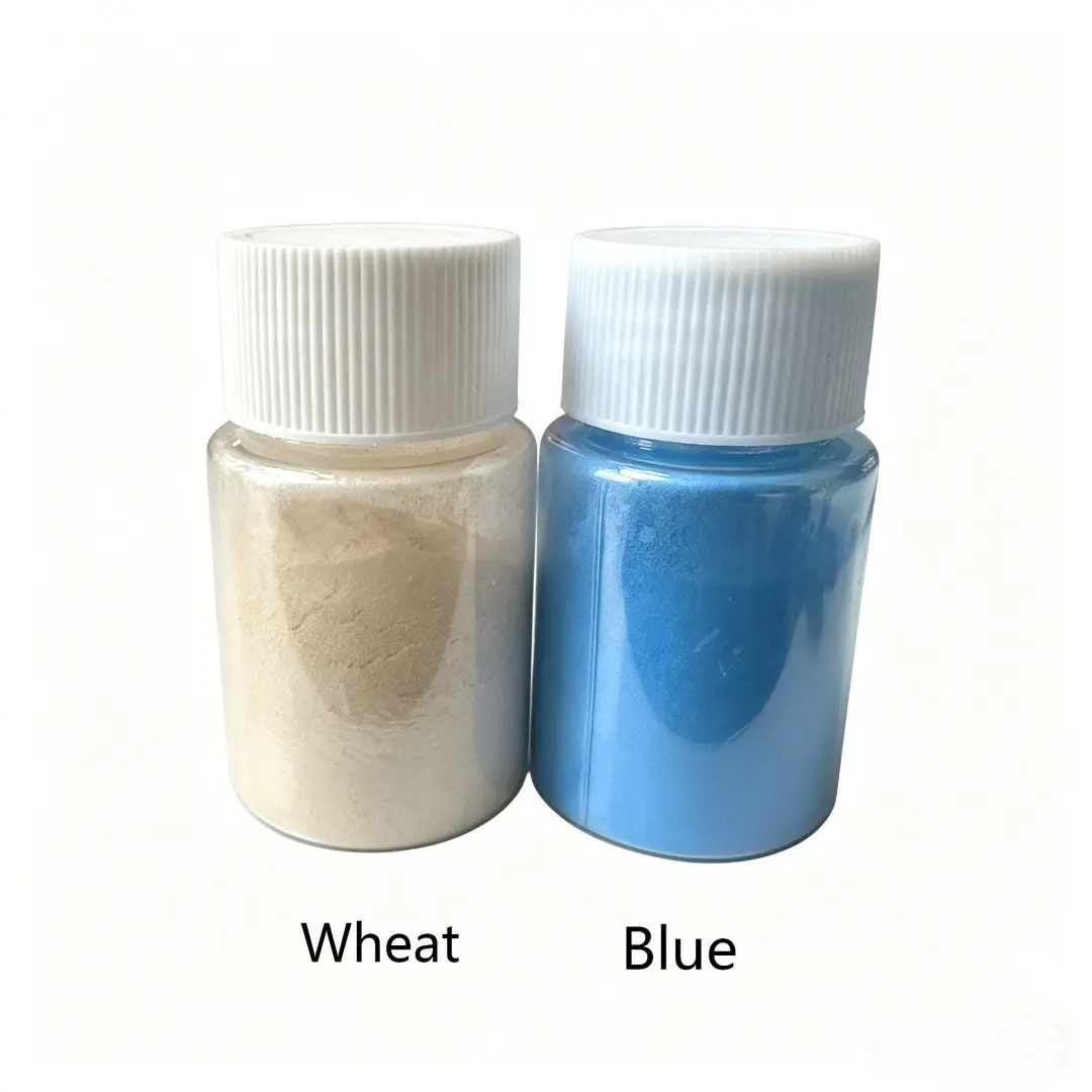 2-Pack Wheat and Blue Mica Powder, Candle Making Gold and Pigments, Soap Dye, Epoxy Resin, Nail Art, Safe DIY Paints, 10g/bottle