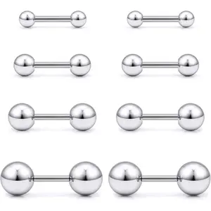 20G 18G 16G Titanium Earrings Studs Set for  Ears    Externally Threaded Cartilage Conch Helix Rook Tragus Earring Hoop Eyebrow For Women Men Ball 3-6mm