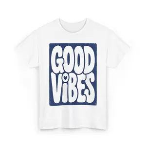 Men's positive vibes and uplifting messages Graphic T-Shirt - Short Sleeve Crew Neck Regular Fit Casual Wear | Soft & Breathable Fabric, Durable Print, Everyday Comfort, Machine Washable, retro bubbly typography with 70s heart aesthetic casual wear,