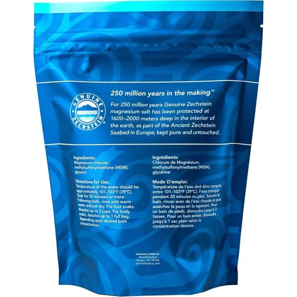 Ancient Minerals Magnesium Bath Flakes Ultra with OptiMSM, Soothing Mineral Soak with Zechstein Chloride for Body Care & Relaxation, 1.65 lb