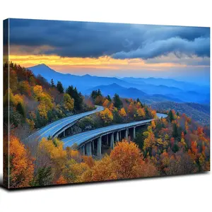 Smoky Mountain Wall Art Blue Ridge Mountains Scenery Picture for Living Room Bedroom Nature Sunset Wall Decor National Parks Poster Sunrise Forest Landscape Painting Artwork Home Decoration