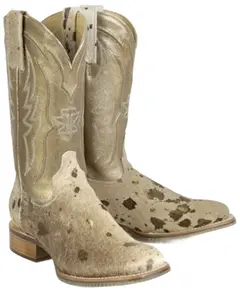 Tin Haul Women's Golden Charolais Hair-On Western Boot Broad Square Toe - 14-021-0007-1563 Ta