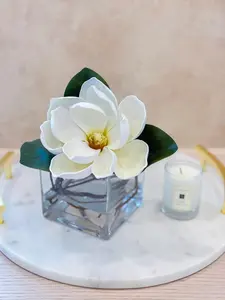 Single Real Touch Magnolia Arrangement in Square Vase