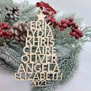2025 Family Name Christmas Tree Ornament Gift Decoration Wood Decor Idea Present