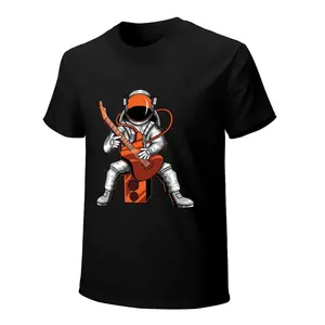Cool "Space Rock Astronaut" T-Shirt, 180g Heavyweight Black Tee, Astronaut Playing Guitar Design, Cosmic Music Streetwear, Unisex Fit Short Sleeve,flamingo merch,big deborah,elwood clothing,silverfish clothes,funny shirts,deo merch