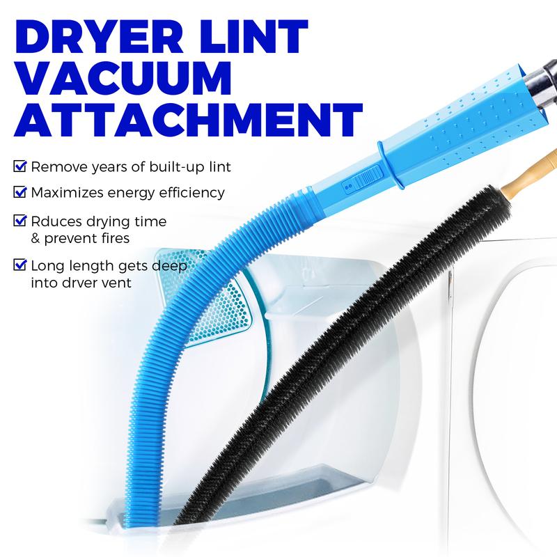 2 Pieces Dryer Vent Cleaner Kit Compatible with All Vacuum Cleaner Dryer Lint Brush and Vacuum Hose Attachment with Stretch Universal Connector Quick Lint Remover