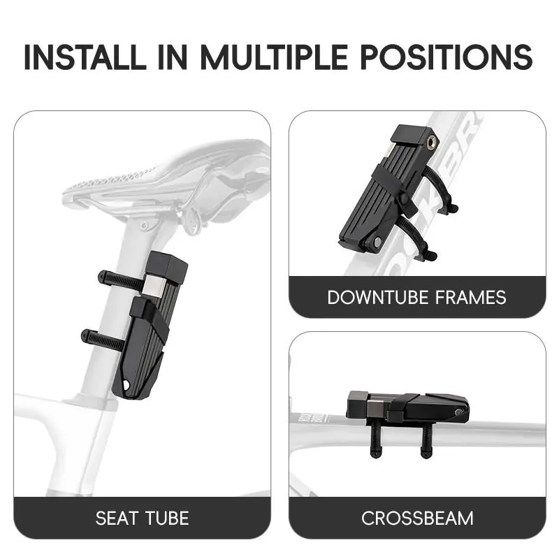 ROCKBROS Bicycle Lock Portable Folding Bike Lock Electric Battery Bike Motorcycle Anti-Theft Lock