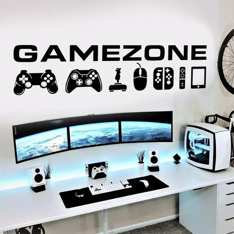 Game Zone Controllers Wall Decal Vinyl Art Home Decor Gaming Room Gamer Video Game Sticker Removable Wallpaper Mural AB30