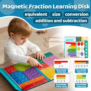 Magnetic Fraction Demonstration Book, 1 Set Math Teaching Aid, Learning Toy for Gift, wooden toys for kids, Mathematical Knowledge Training Toys, Interactive Game Props, Educational Material preschool montessori