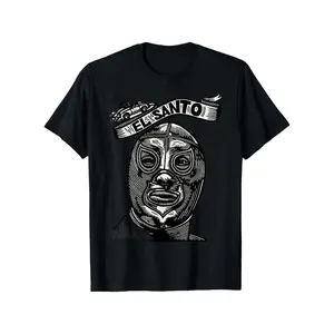 Enmascarado Plata Mexican Wrestler Legend El Santo T Shirt 100% Cotton Casual Tshirts Crewneck T-Shirt Funny Short Sleeve Unisex Graphic Tee for Men Women Adults Classic Menswear Summer Fashion Streetwear Top Clothes Soft Apparel Seamless Gamis Tropical