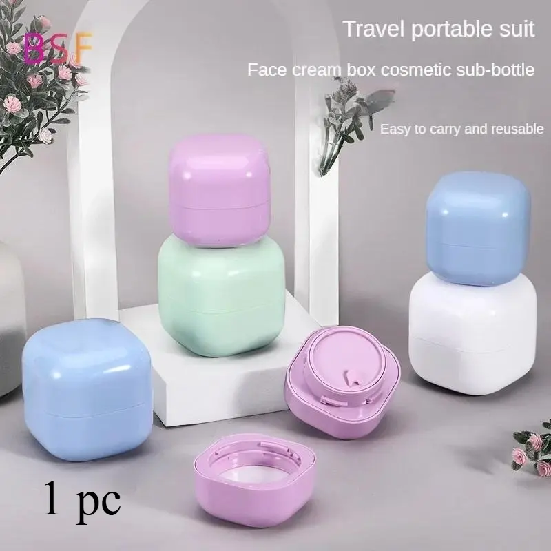 Macaron Square Refillable Bottles Empty Bottle Face Cream Lotion Jar Plastic Empty Cosmetic Pot Travel Accessories