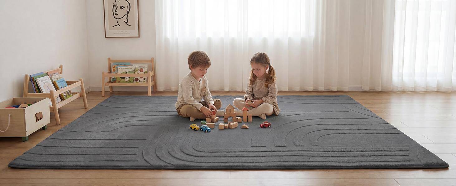 Huloo Sleep Ultra Soft 3D Carved Faux Rabbit Fur Baby Play Mat - 1.3" Extra Thick Fluffy Non-Slip Faux Fur Rug, All Seasons, Ideal for Nursery & Playroom Huloo Sleep Ultra Soft 3D Carved Faux Rabbit Fur Baby Play Mat - 1.3" Extra Thick Fluffy Non-Slip Faux Fur Rug, All Seasons, Ideal for Nursery & Playroom