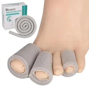 Ultrassist Toe Sleeve with Overlap Small Size 5/8" Inner Diameter 36" Roll, Grey Sponge Toe Protectors for Blisters, Bunions, Corns Healthcare