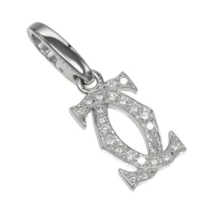 Pre-owned Cartier 18K White Gold (Au750) Small Leather Goods 2C Charm Au750 White Gold Diamond Pendant