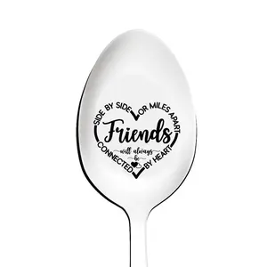 Stainless Steel Engraved Spoon, 1 Count Letter Pattern Spoon, Durable Spoon for Friend, Gift for Friend, Kitchen Utensils