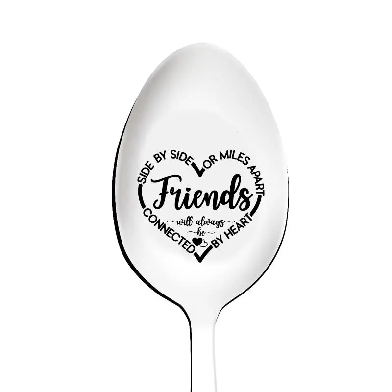 Stainless Steel Engraved Spoon, 1 Count Letter Pattern Spoon, Durable Spoon for Friend, Gift for Friend, Kitchen Utensils