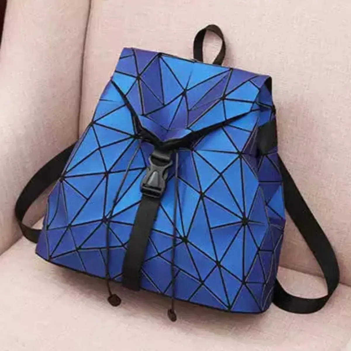 Women Backpack Geometric Book Bag Female Backpacks For Teenage Girls Bagpack Drawstring Bag Holographic Backpack Medium Large Size