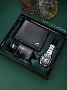 Men's Business Fashion Watch & Wallet & Bracelet Set, Wristwatch & Wallet & Bracelet, Trendy Watch Set for Men As Gift, with Box, Casual Wristwatch Set