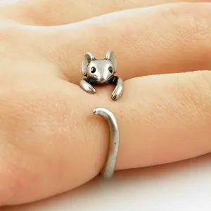 Cute Vintage Mouse Charms Design Copper Ring, Animal Themed Fashion Rings Jewelry for Party, Daily Clothing Decor for Girl, Gifts for Her, Statement Rings