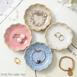 Ceramic Jewelry Tray, Decorative Display Stand for Rings/earrings/bangles, 11cm Elegant Gift Box, Perfect for Women's Birthdays/holidays, Home Organizer Storage