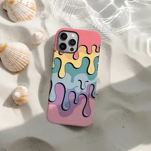 1PC Dripping Wet Paint Phone Case, Trendy 90s Aesthetic Cool 2000s Retro Rainbow Paint, Multicolor Art iPhone 17 16 15 14 13 12 11 Pro Max