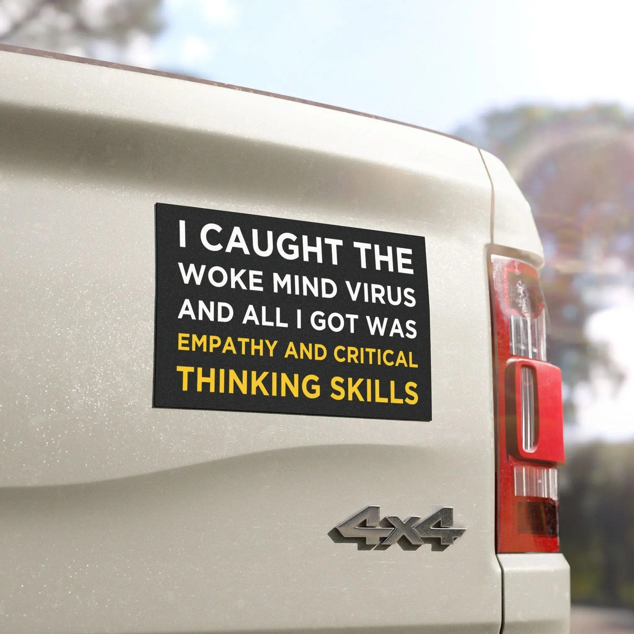 Empathy And Critical Thinking Car Magnet, Funny Political Car Magnet, Satirical Bumper Magnet, Magnetic Car Sticker, Conversation Starter Gift