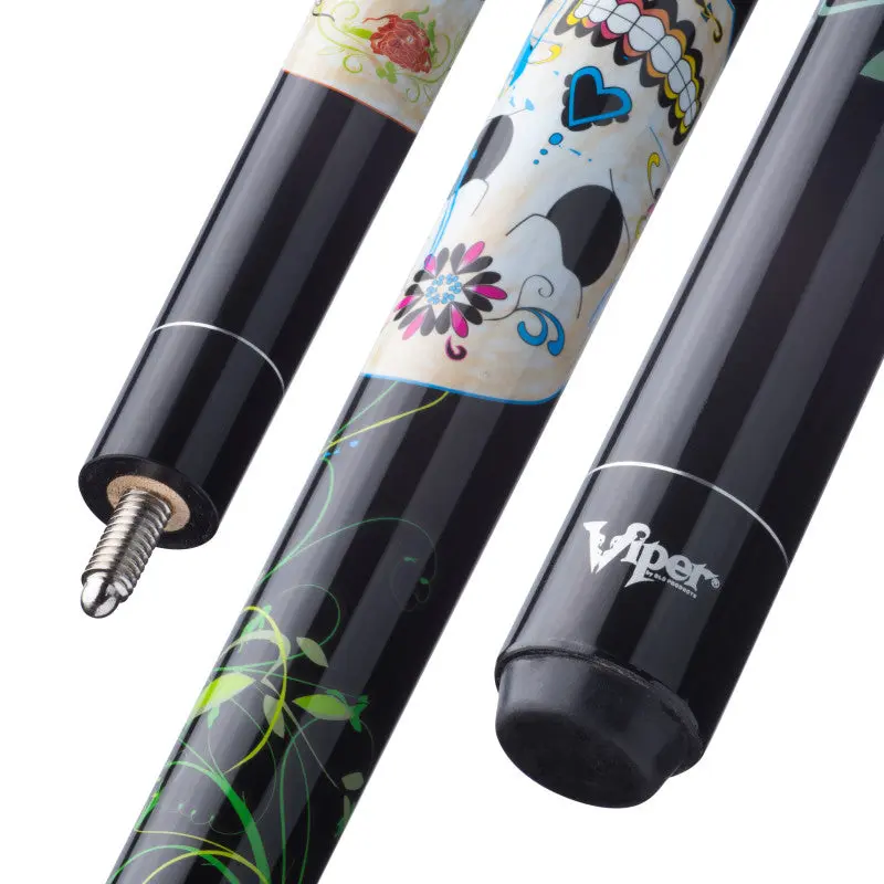 Viper Underground Dia de los Muertos Billiard Cue Stick, Professional Billiard Cue Sticks with Protaper Design, Lightweight Steel Construction