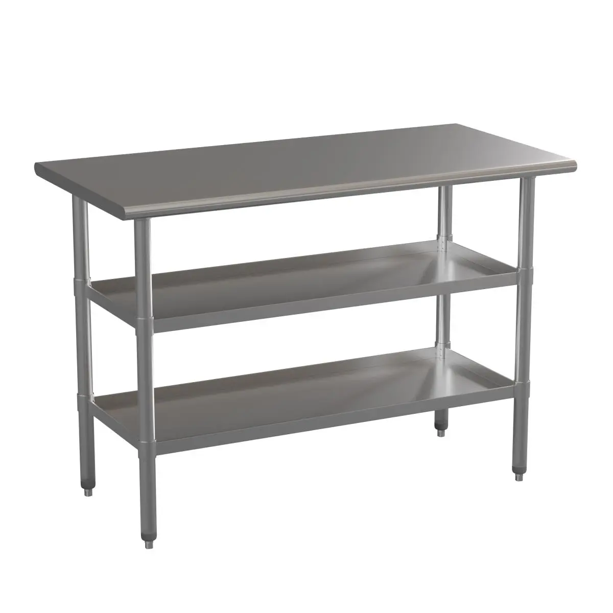 Flash Furniture Industrial Adjustable Movable Metal Kitchen Work Table - NH-WT-GU-2448-GG, 18 Gauge Stainless Steel, Dual Adjustable Undershelves, NSF Certified