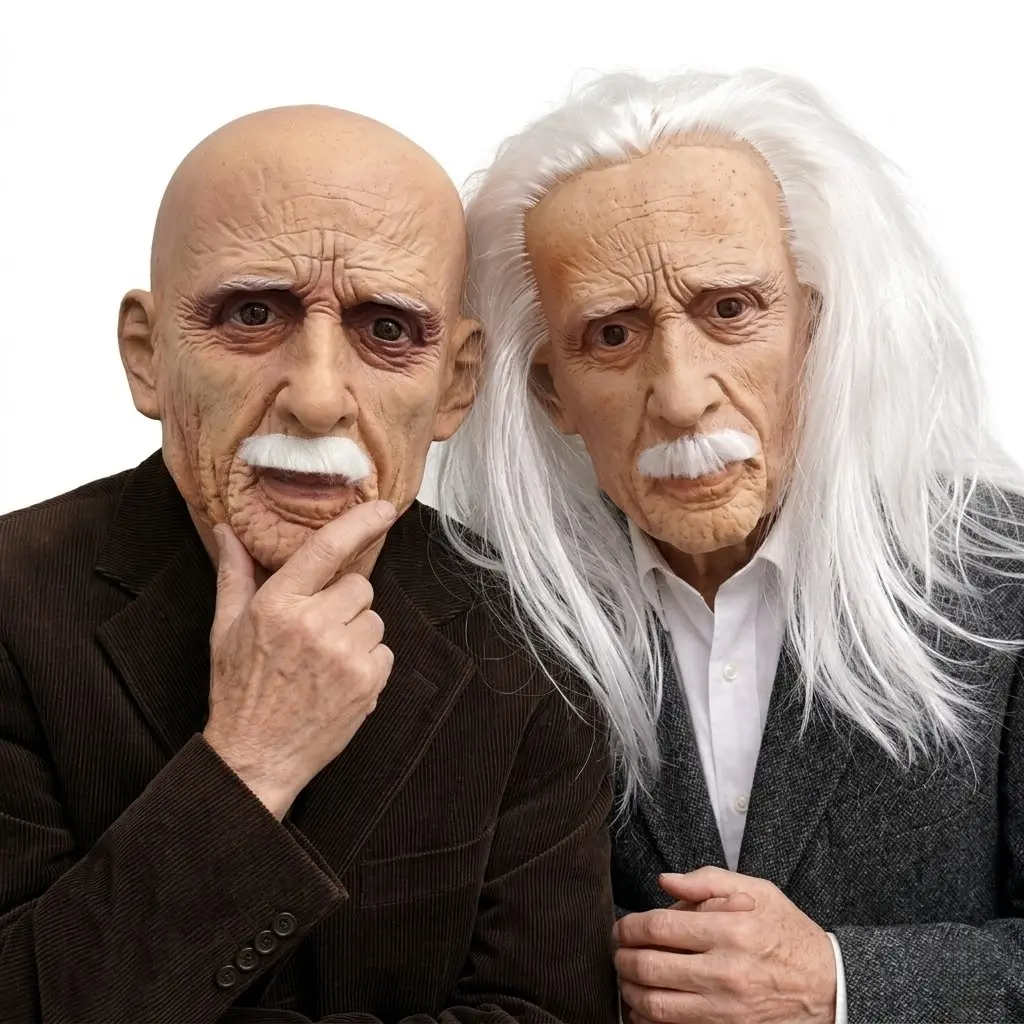 PATYGR Realistic Long-Haired Old Man Full Head Mask, Latex Comedy Cosplay Gear with Beard Detailing, Halloween Costume & Festive Party Accessories