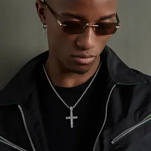60Cm Twisted Chain Long Necklace for Women/Men Fashion Luxury Cubic Zirconia Cross Pendant Necklace Gift Love Accessories