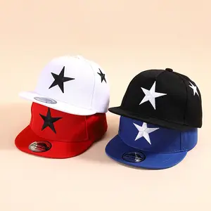 1pc 50-54cm five-pointed star embroidered baseball cap fashionable street hip-hop hat flat brim hat casual sun visor cap