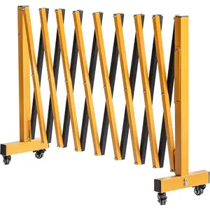 11 Feet Industrial Expandable Road Barrier Folding Safety Gate with Wheels Retractable Driveway Gate with Aluminum Fence (Yellow, 11 Feet)