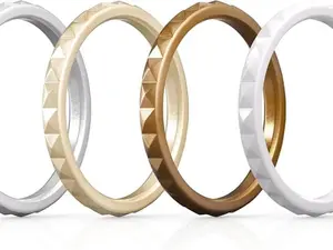 Silicone Wedding Bands for Women - 2.5mm Wide 2mm Thick - Stackable & Flexible - Diamond Pattern - Variety Multipack 1-16 - Safe for Extreme Duties & Physical Activities