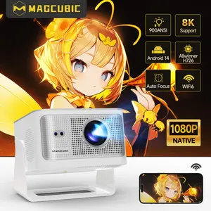 HY350MAX Projector 8K Decode Auto Focus Android 14 900ANSI Allwinner H726 Built-in 15W HiFi Speaker Dual WiFi6 BT5.4 Native 1080P 1.0:1 short Throw Portable Smart Projector For Home Cinema Movie Night